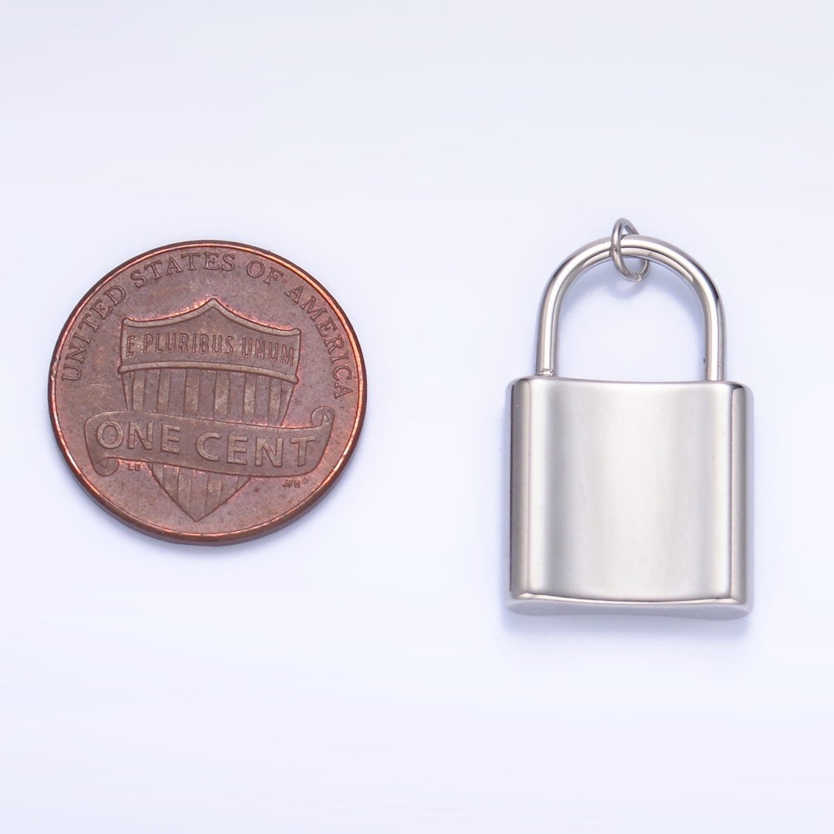 Stainless Steel 24mm Key Padlock Minimalist Silver Charm | P952 - DLUXCA