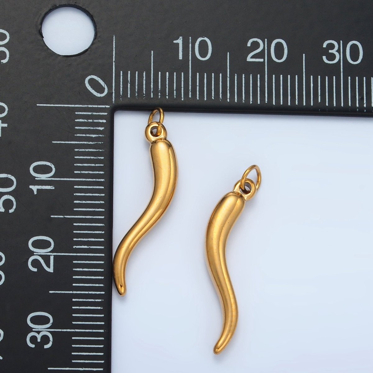Stainless Steel 25mm Minimalist Chili Cornicello Italian Horn Charm | P668 - DLUXCA