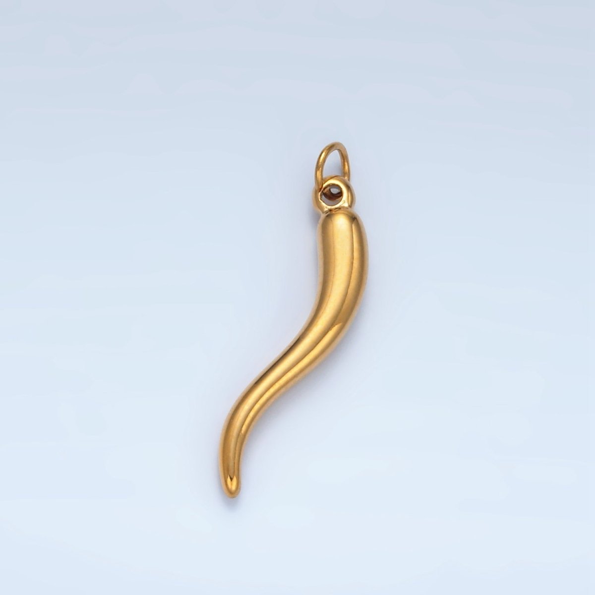Stainless Steel 25mm Minimalist Chili Cornicello Italian Horn Charm | P668 - DLUXCA