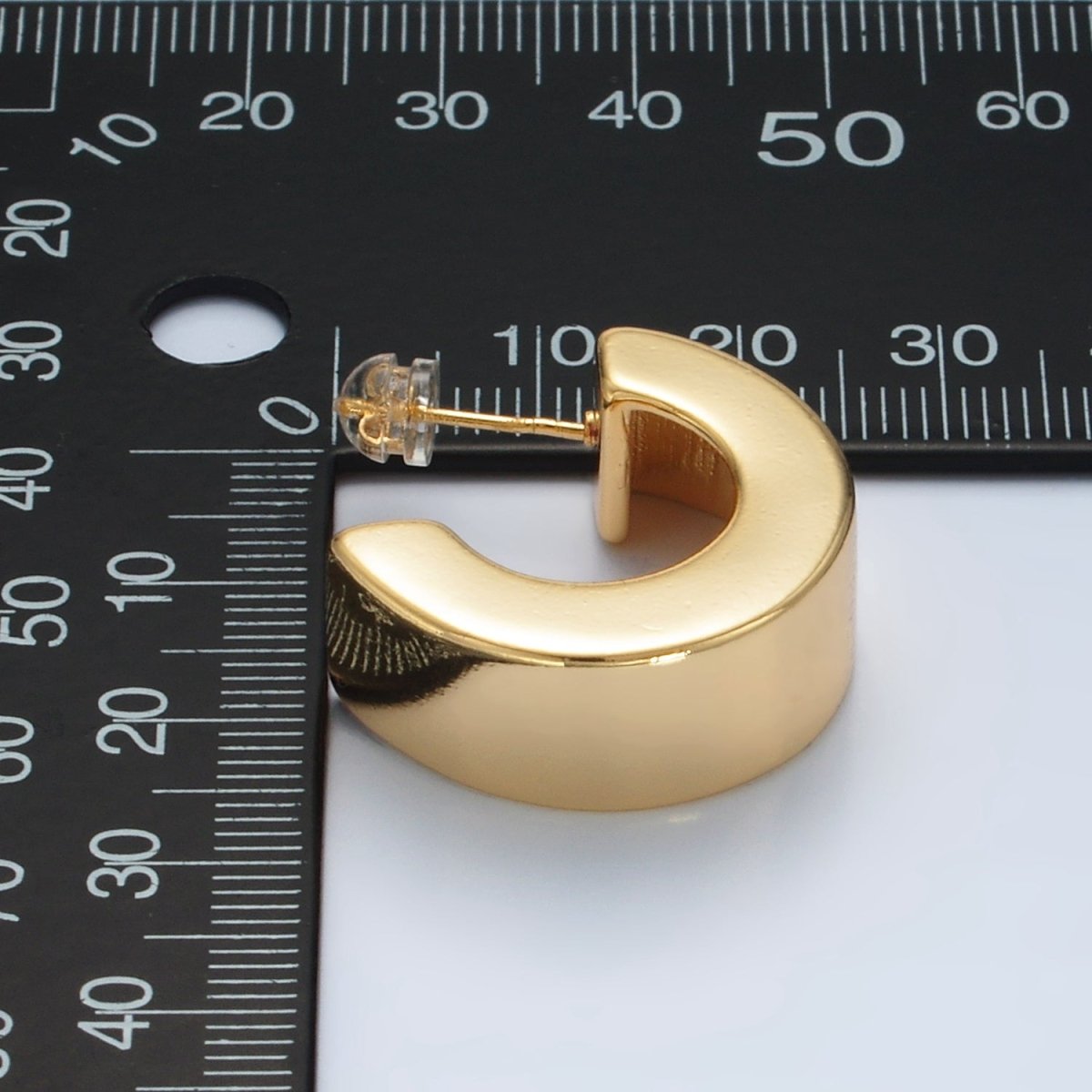 Stainless Steel 25mm Minimalist Wide C - Shaped Hoop Earrings in Gold & Silver | P536 P537 - DLUXCA