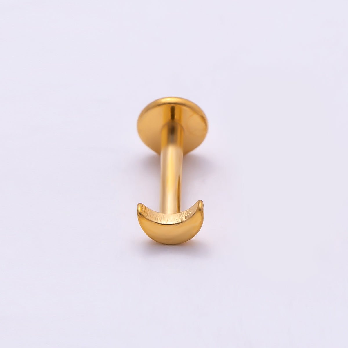 Stainless Steel 2mm Minimalist Crescent Moon Single Cartilage Piercing Flat Back Stud in Gold & Silver | Findings-00230 Findings-00231 - DLUXCA