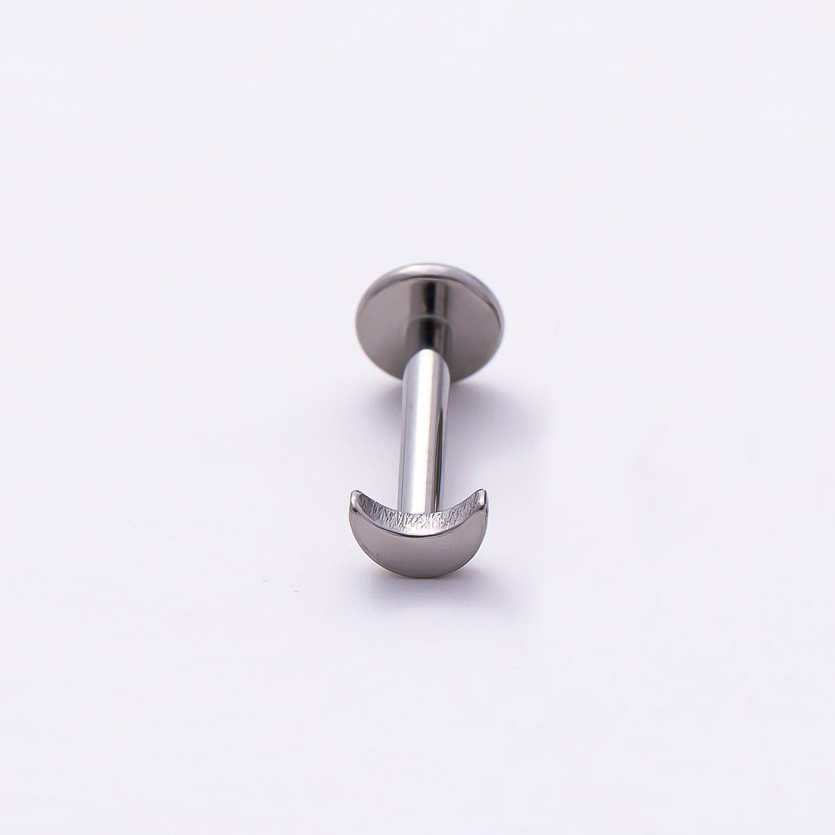 Stainless Steel 2mm Minimalist Crescent Moon Single Cartilage Piercing Flat Back Stud in Gold & Silver | Findings-00230 Findings-00231 - DLUXCA