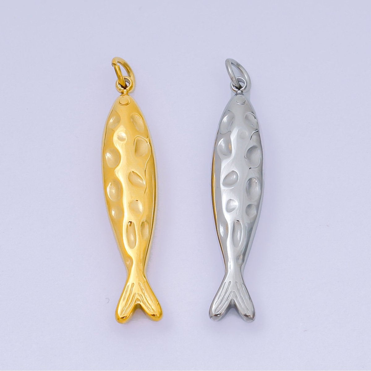 Stainless Steel 33.5mm Sardine Sea Fish Animal Charm in Gold & Silver | J - 470 - DLUXCA