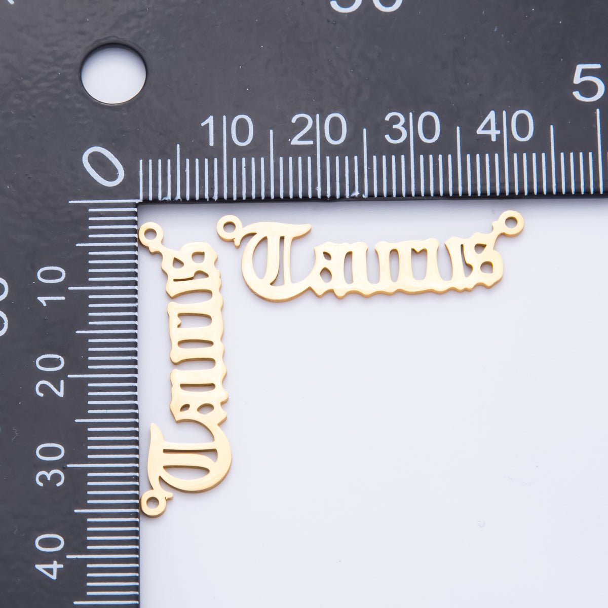 Stainless Steel 33mm Old English Font Astrology Zodiac Charm Connector | A - 1340 A - 1345 - DLUXCA