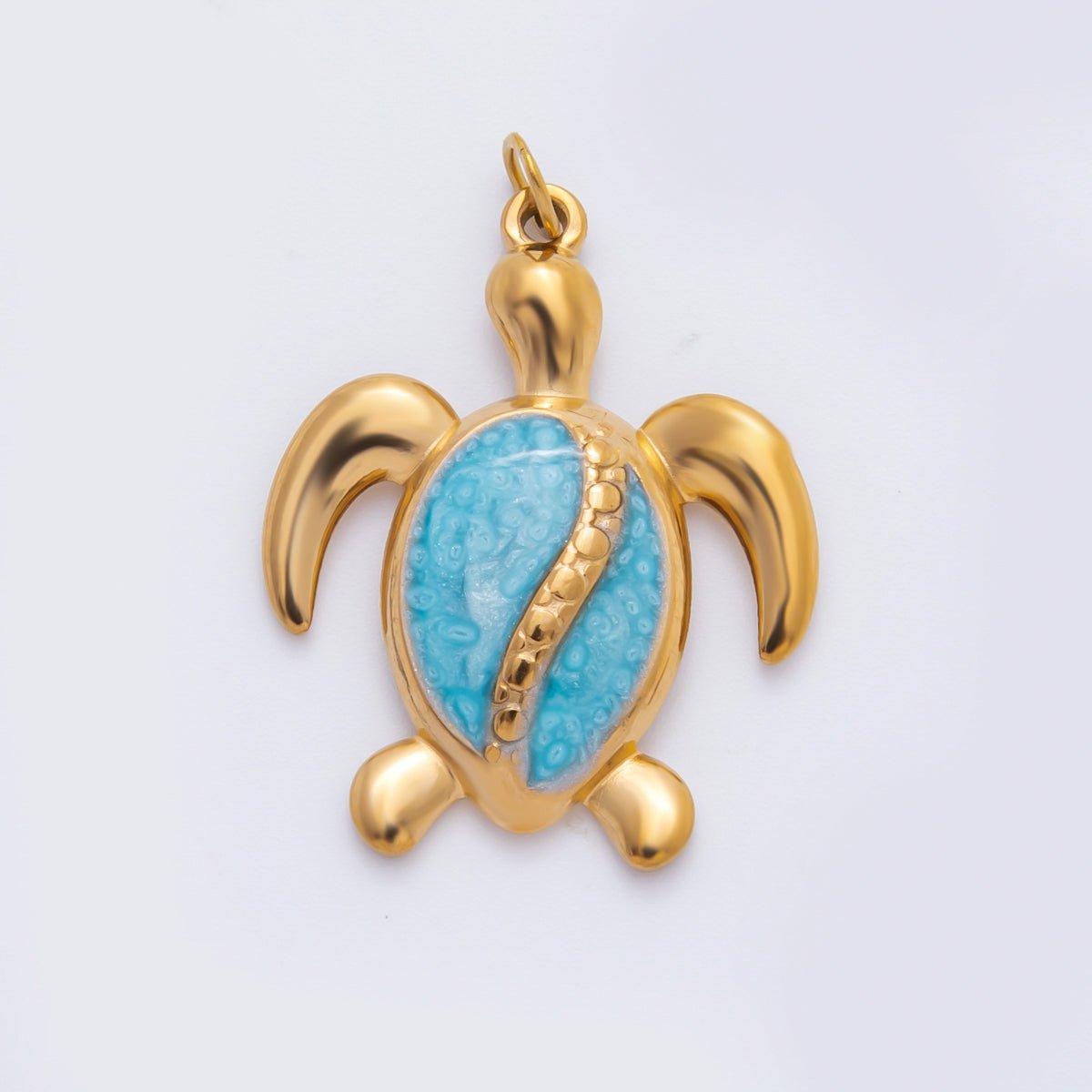 Stainless Steel 34mm Pink, Blue Enamel Turtle Tortoise Animal Charm | C201 - DLUXCA