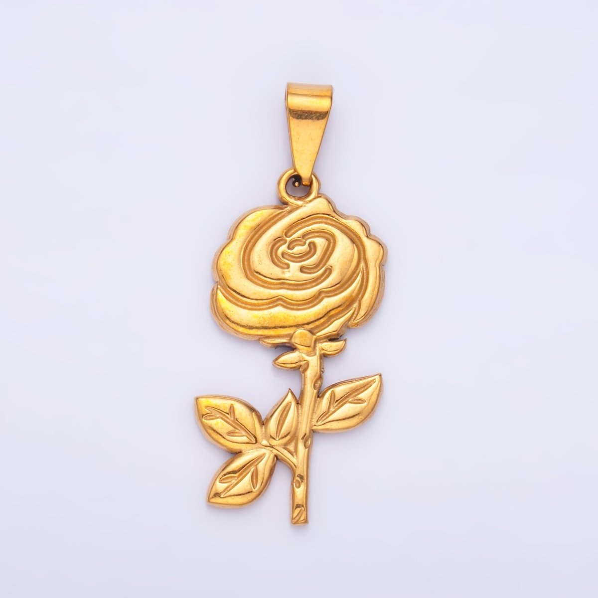 Stainless Steel 38mm Rose Flower Minimalist Pendant | P1551 - DLUXCA