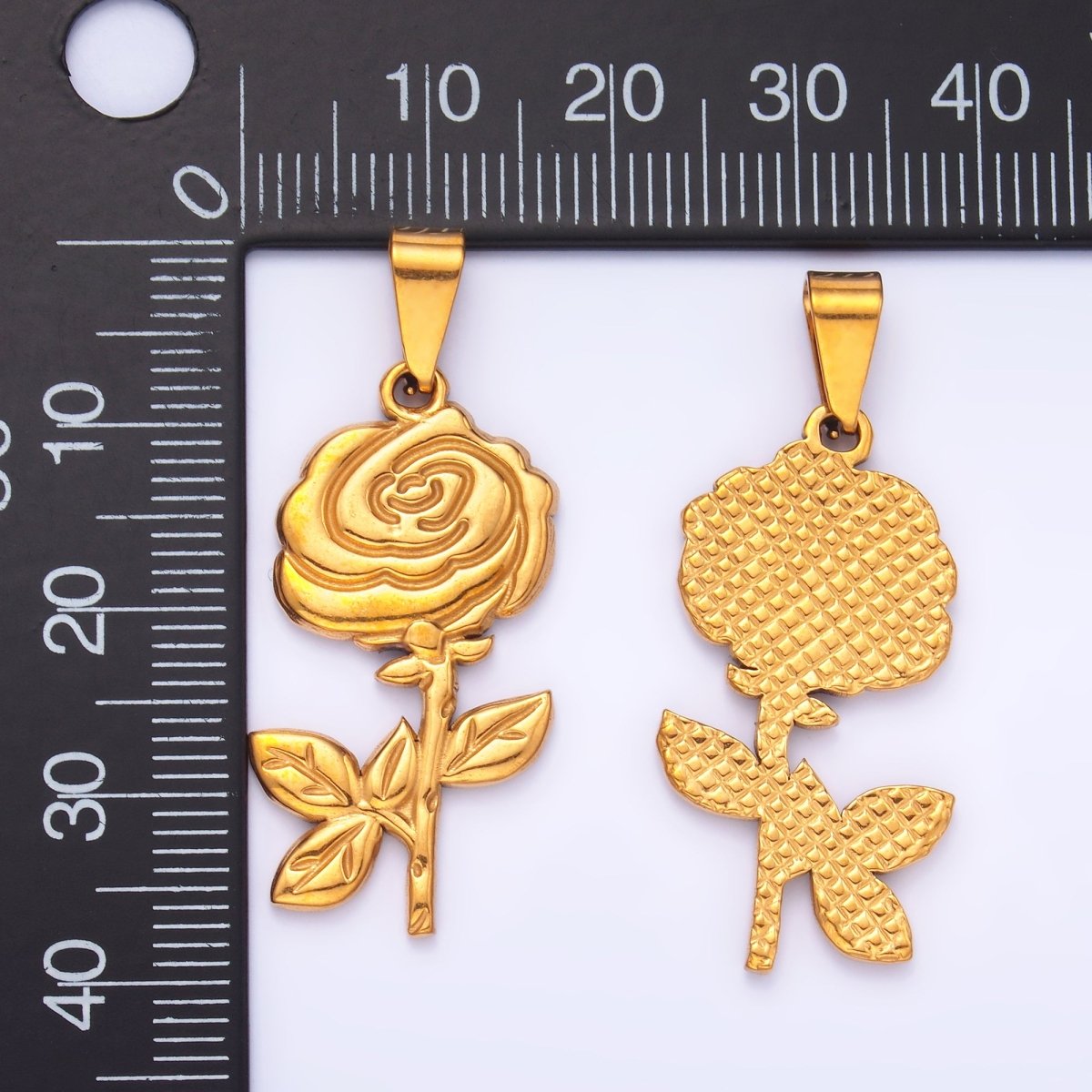 Stainless Steel 38mm Rose Flower Minimalist Pendant | P1551 - DLUXCA