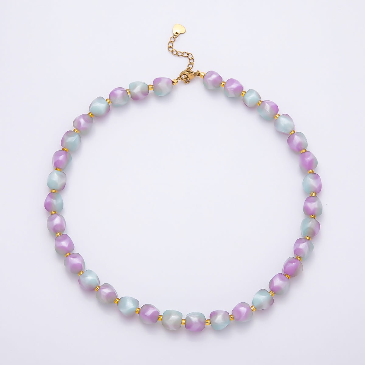 Stainless Steel 3mm Geometric Resin 16 Inch Necklace w. Extender | WA-04502 ~ WA-04508 - DLUXCA