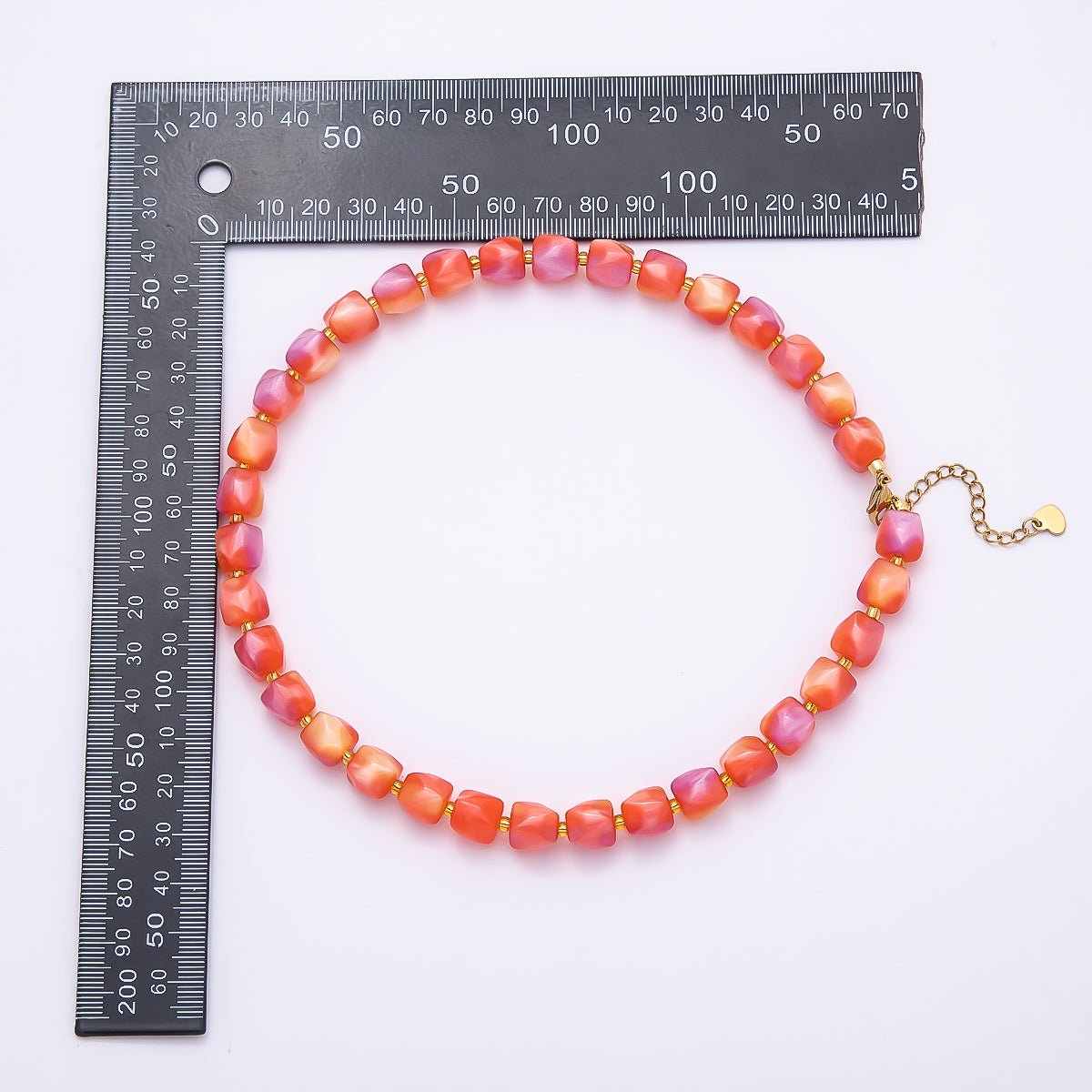 Stainless Steel 3mm Geometric Resin 16 Inch Necklace w. Extender | WA-04502 ~ WA-04508 - DLUXCA