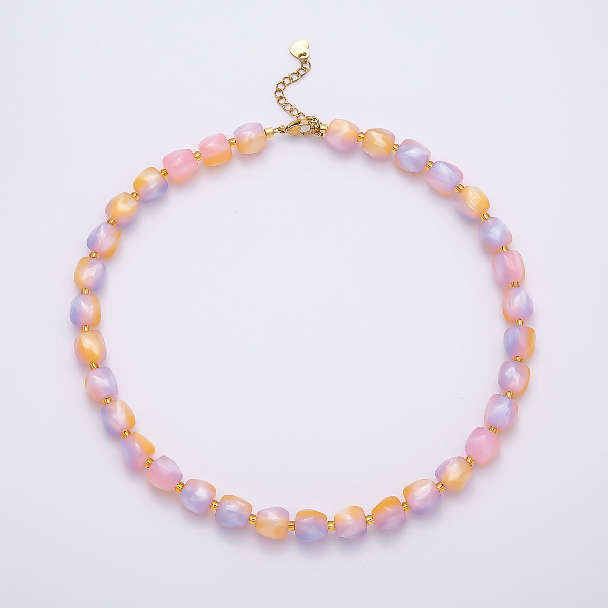 Stainless Steel 3mm Geometric Resin 16 Inch Necklace w. Extender | WA-04502 ~ WA-04508 - DLUXCA