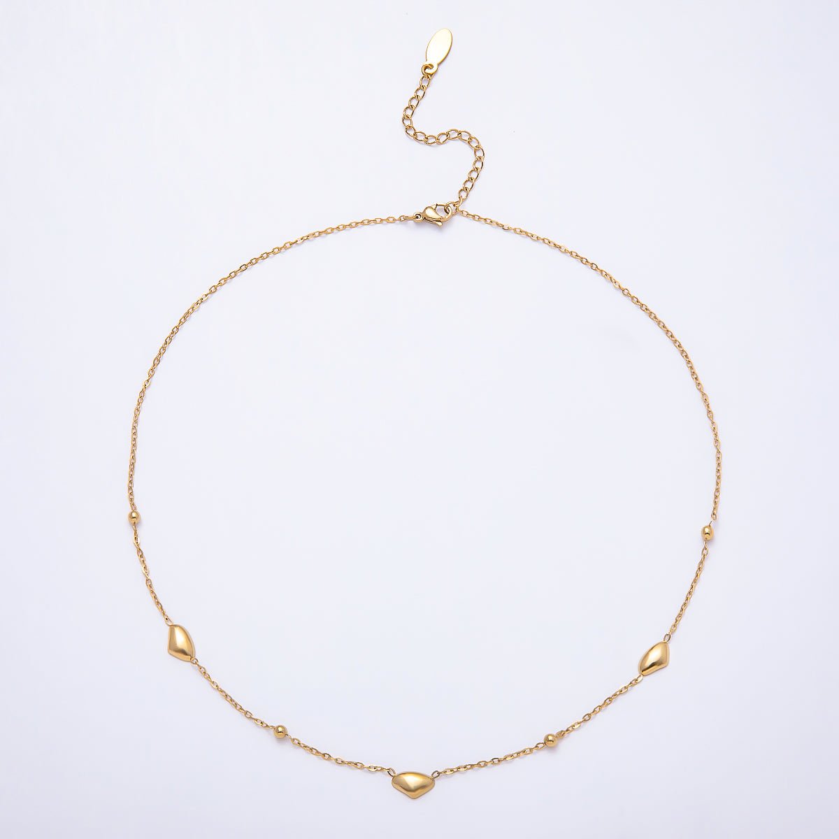 Stainless Steel 3mm Minimalist Molten Pebble Cable Chain 16 Inch Necklace | WA-00993 - DLUXCA