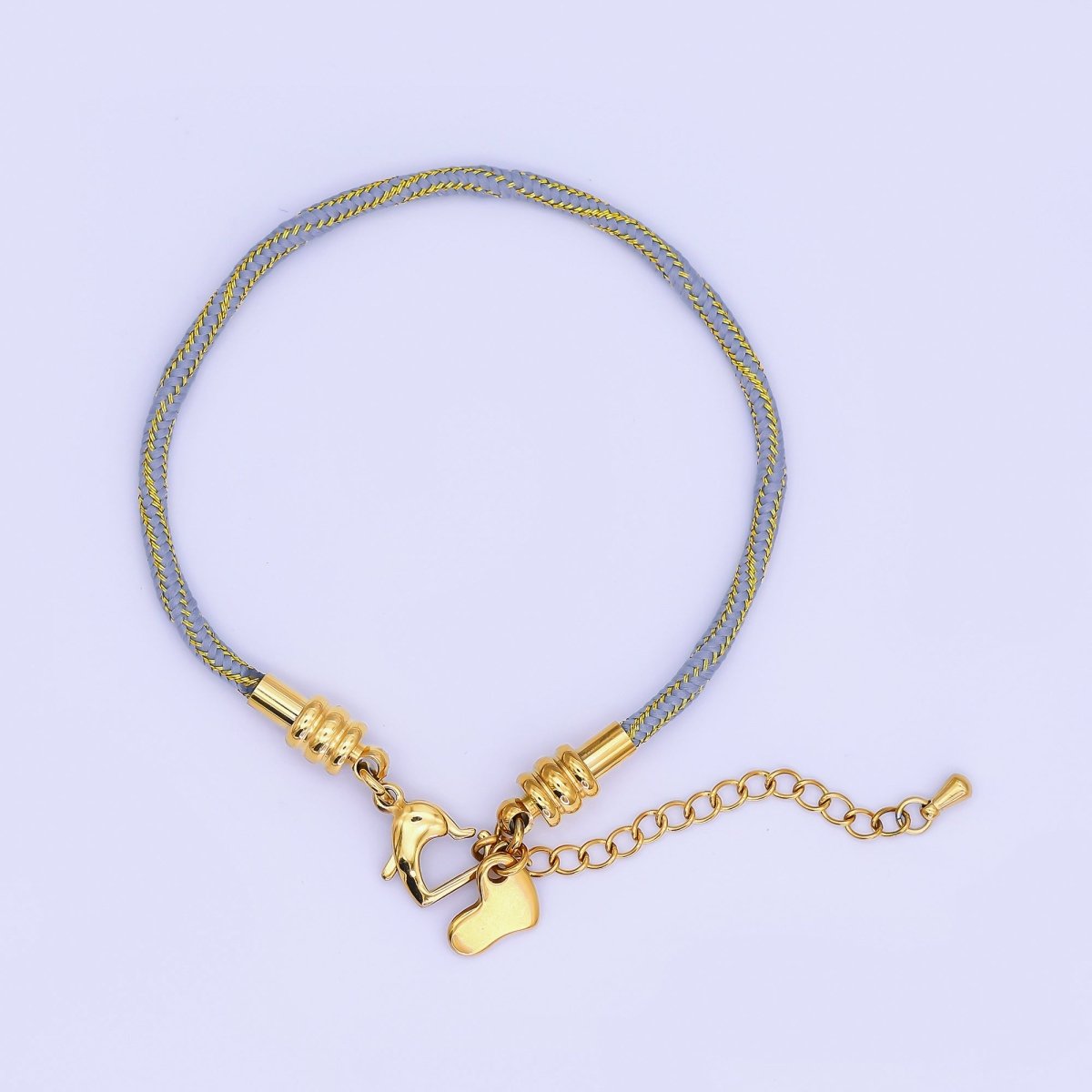 Stainless Steel 3mm Pink, Fuchsia, Grey Multicolor Woven Cord Bracelet | WA - 3161 ~ WA - 3163 - DLUXCA