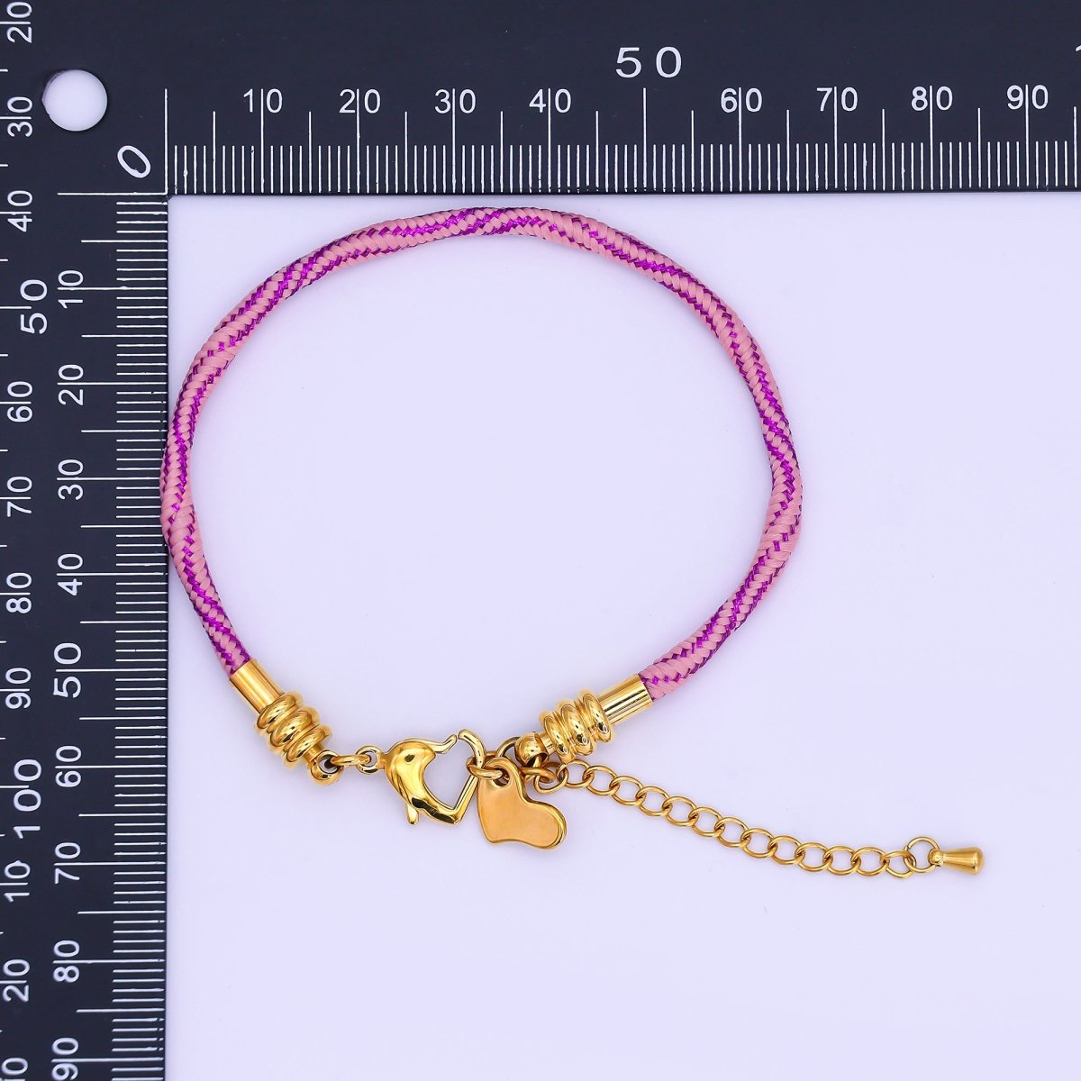 Stainless Steel 3mm Pink, Fuchsia, Grey Multicolor Woven Cord Bracelet | WA - 3161 ~ WA - 3163 - DLUXCA