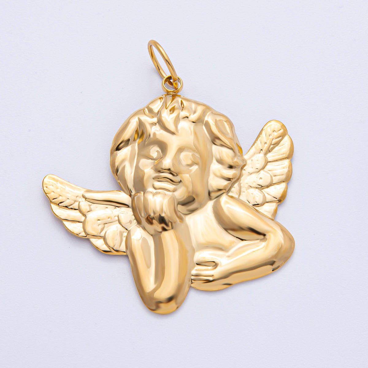 Stainless Steel 41.5mm Cherub Baby Angel Statement Charm | J906 - DLUXCA