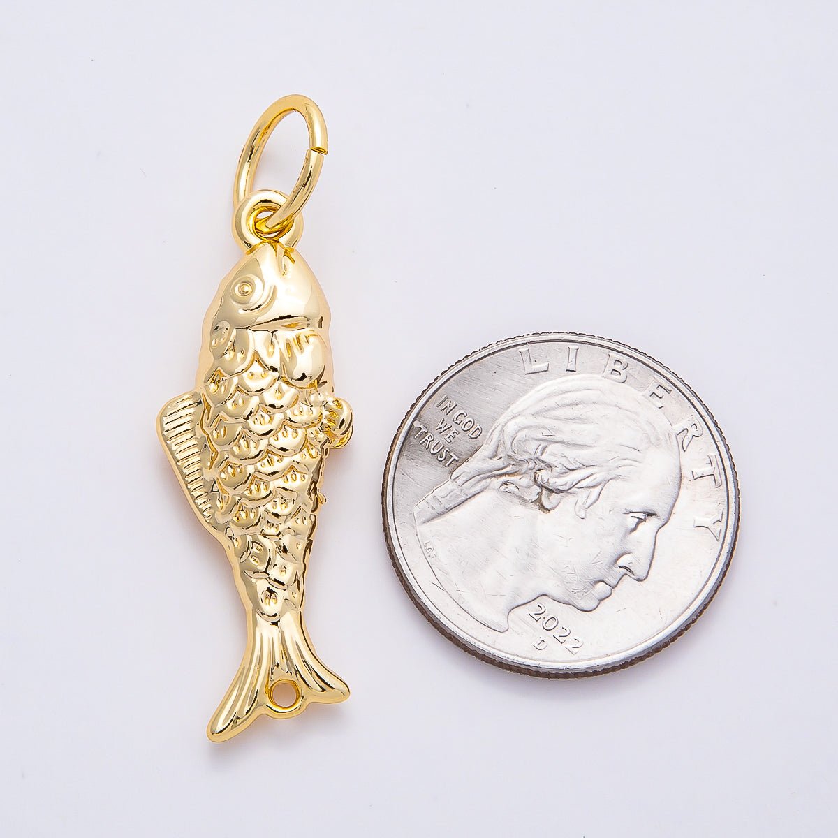 Stainless Steel 45mm Textured Multidimensional Fish Charm Pendant| J595 - DLUXCA