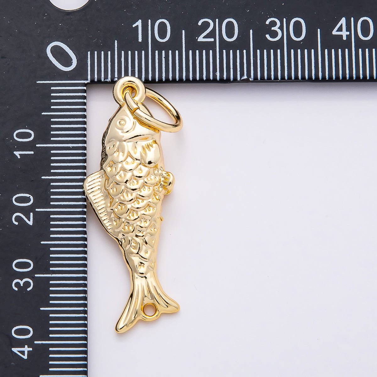 Stainless Steel 45mm Textured Multidimensional Fish Charm Pendant| J595 - DLUXCA