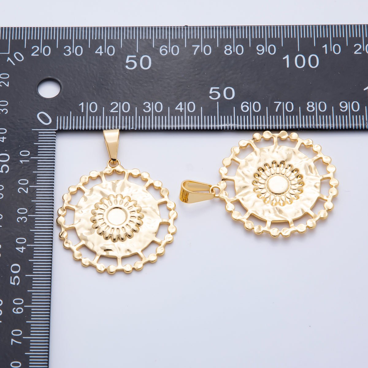 Stainless Steel 47.5mm Statement Medallion Charm in Sunburst, Clover, & Twisted Rope Pendant | P - 759 P - 760 P - 762 - DLUXCA