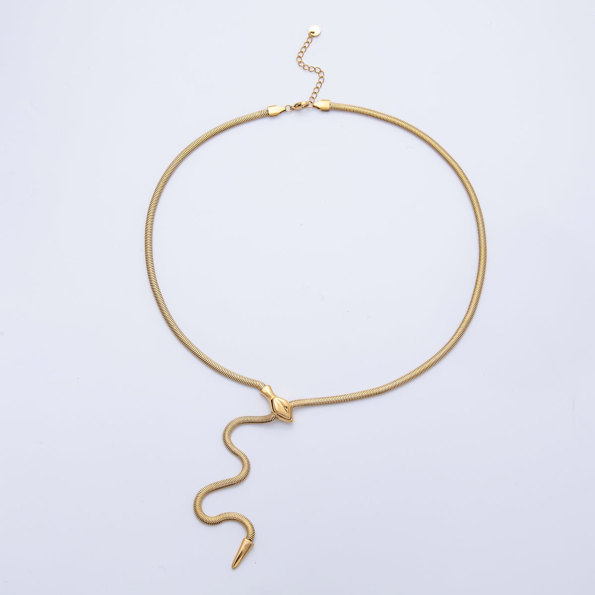 Stainless Steel 4mm Herringbone Snake Lariat Adjustable Chain 25 Inch Necklace | WA - 3979 - DLUXCA