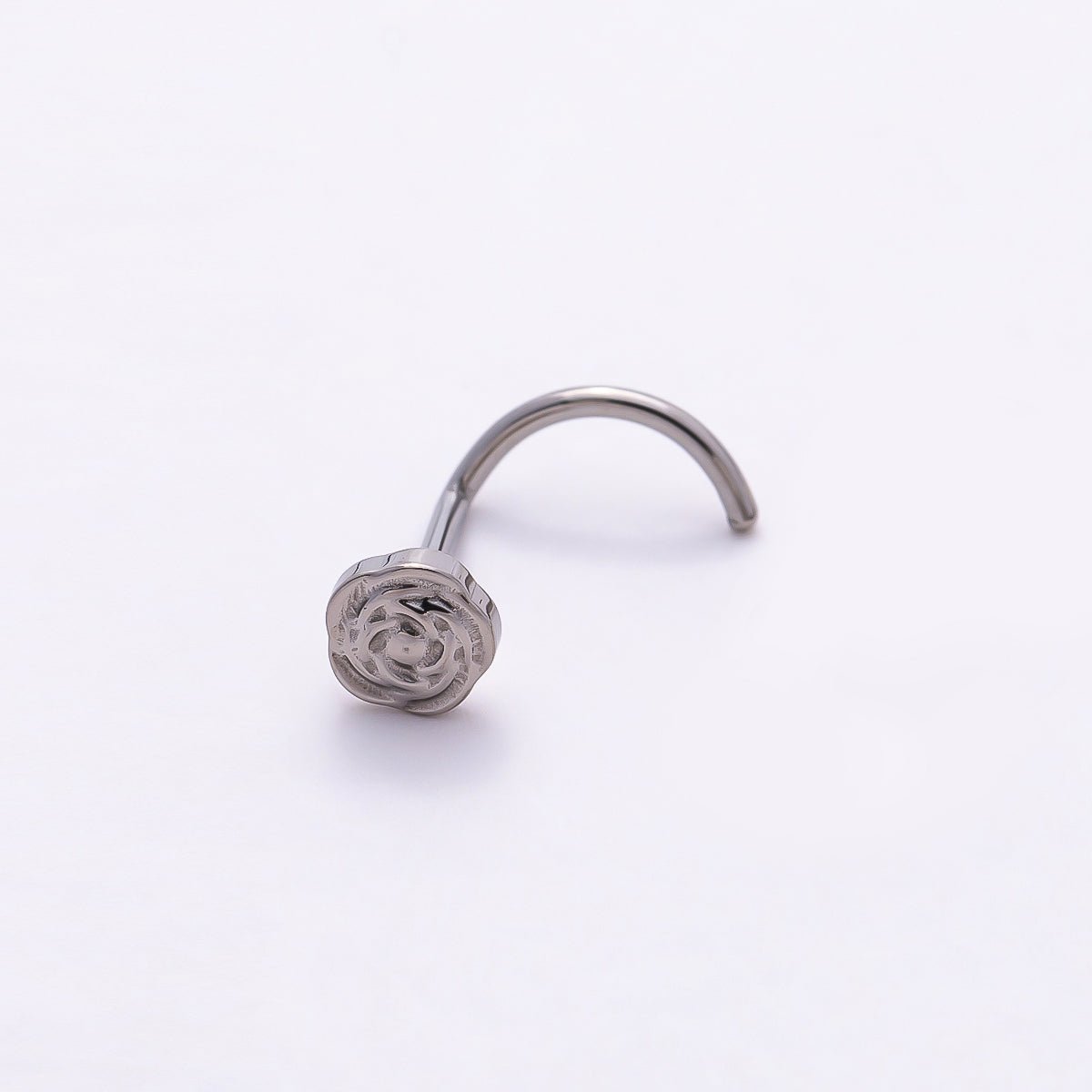 Stainless Steel 4mm Minimalist Rose Flower Cartilage Nose Single Piercing Stud in Gold & Silver | Findings-00222 Findings-00223 - DLUXCA