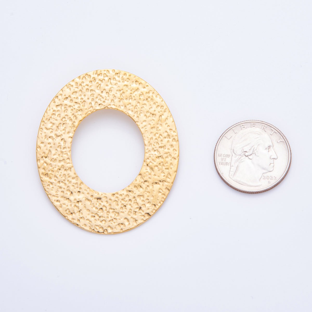 Stainless Steel 52.5mm Dotted Hammered Oval Donut Charm | J555 - DLUXCA
