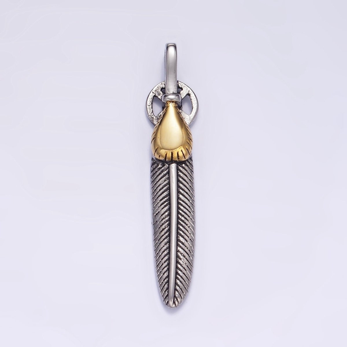 Stainless Steel 55mm Feather Charm Long Statement Tribal Pendant | P1428 P1429 - DLUXCA
