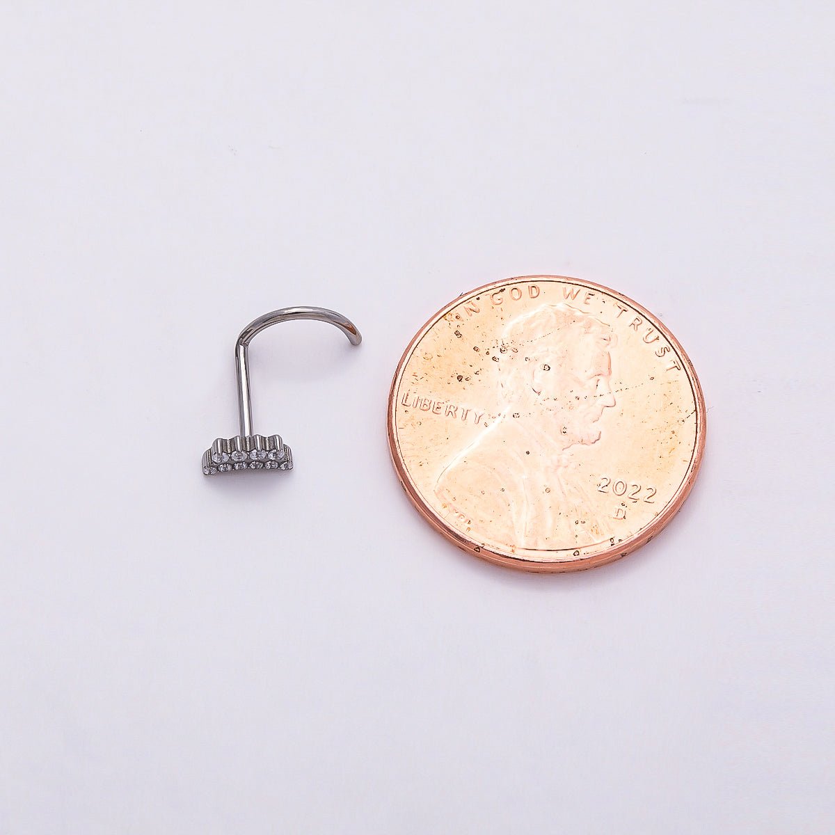 Stainless Steel 5mm Clear Micro Paved CZ Cartilage Nose Single Piercing Stud | Findings-00202 - DLUXCA