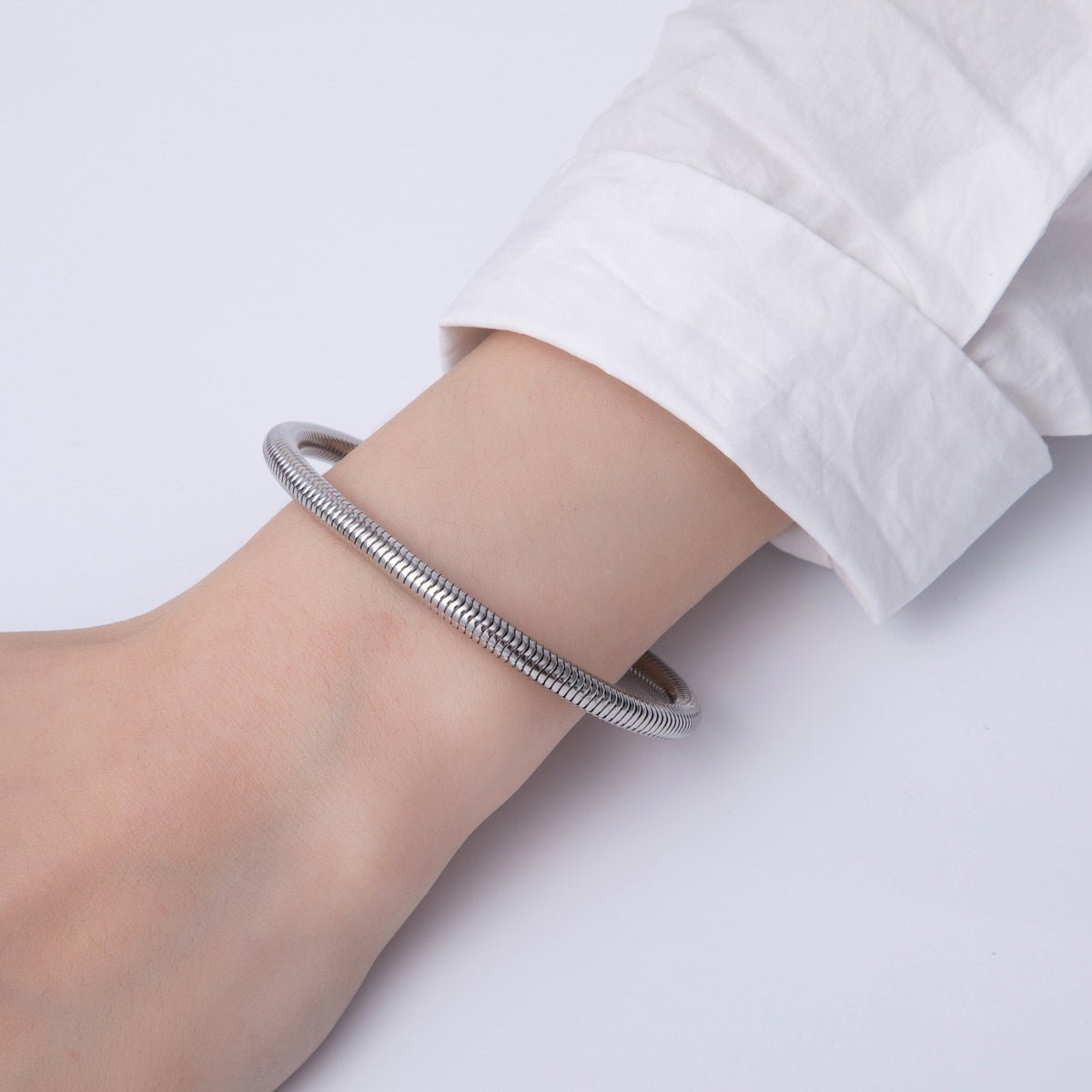 Stainless Steel 5mm Minimalist Snake Chain 8 Inch Bracelet | WA - 1378 - DLUXCA