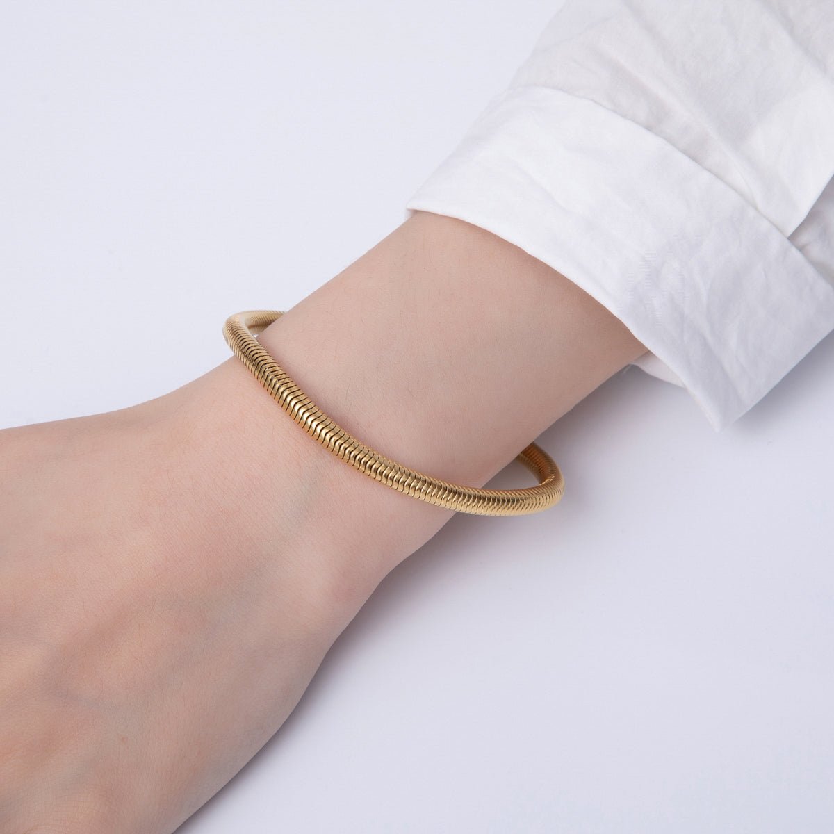Stainless Steel 5mm Minimalist Snake Chain 8 Inch Bracelet | WA - 3859 - DLUXCA