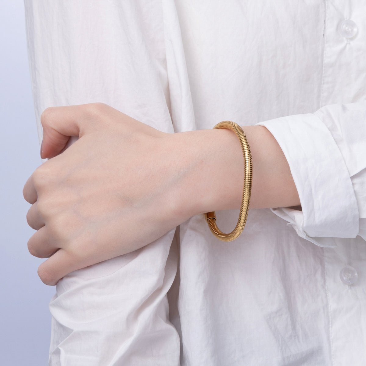 Stainless Steel 5mm Minimalist Snake Chain 8 Inch Bracelet | WA - 3859 - DLUXCA