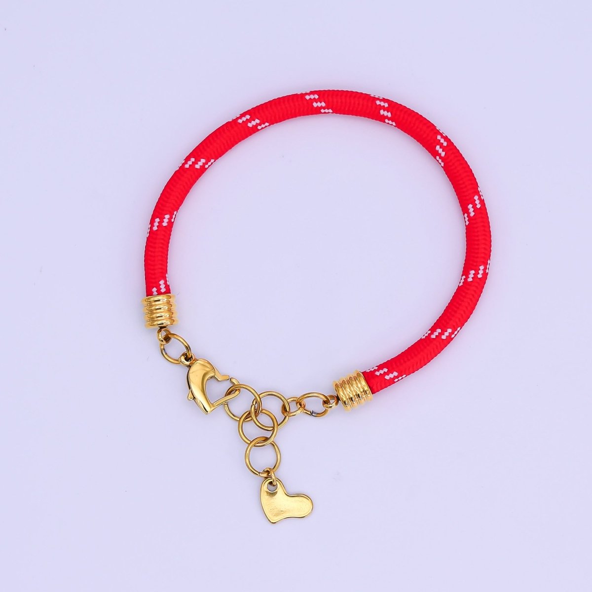 Stainless Steel 5mm Red, Green Heart Summer Sport Cord Bracelet | WA - 3159 WA - 3160 - DLUXCA