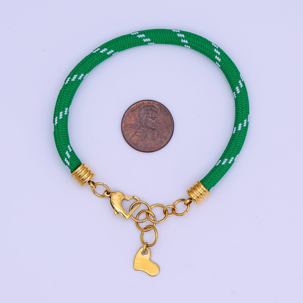 Stainless Steel 5mm Red, Green Heart Summer Sport Cord Bracelet | WA - 3159 WA - 3160 - DLUXCA