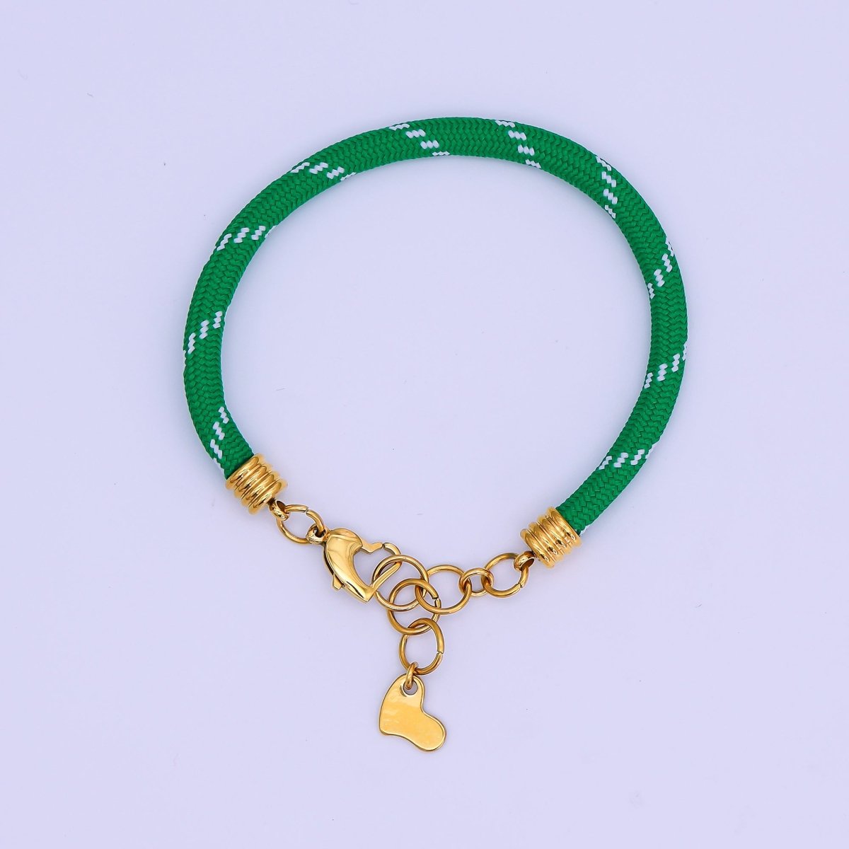 Stainless Steel 5mm Red, Green Heart Summer Sport Cord Bracelet | WA - 3159 WA - 3160 - DLUXCA