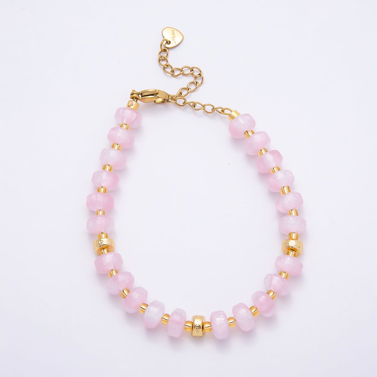 Stainless Steel 8mm Orange, Yellow, Blue, Green, Pink Glitter Rondelle Bead Resin 7 Inch Bracelet w. Extender | WA-04554 ~ WA-04558 - DLUXCA
