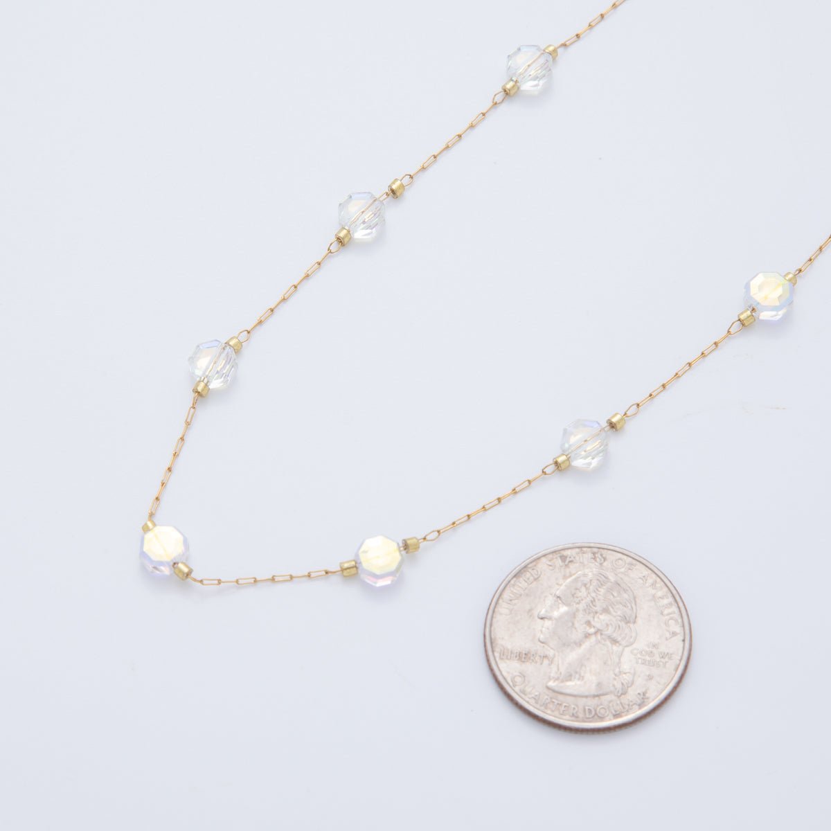 Stainless Steel AB Multifaceted Hexagonal Gemstone Paperclip Unfinished Chain by Yard | Roll - 1608 - DLUXCA