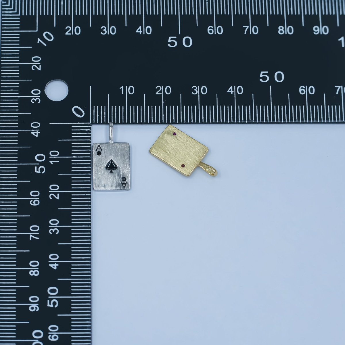 Stainless Steel Ace Playing Card CZ Pendant in Gold & Silver | AA1449 - AA1452 - DLUXCA