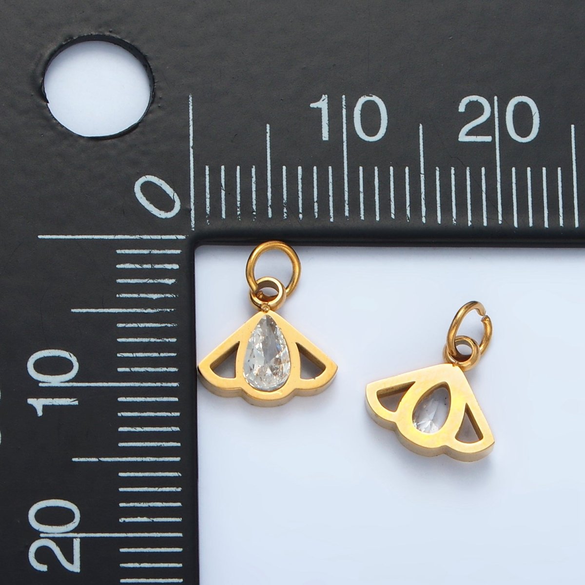 Stainless Steel Bee Insect Clear CZ Teardrop Open Charm | P702 - DLUXCA