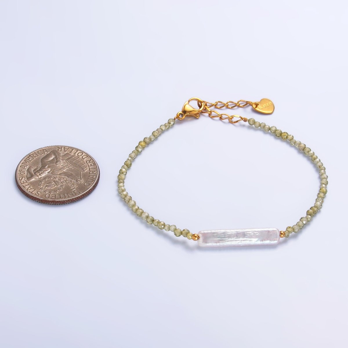 Stainless Steel Biwa Freshwater Pearl Multifaceted Crystal Gemstone 7 Inch Bracelet | WA - 3131 - DLUXCA