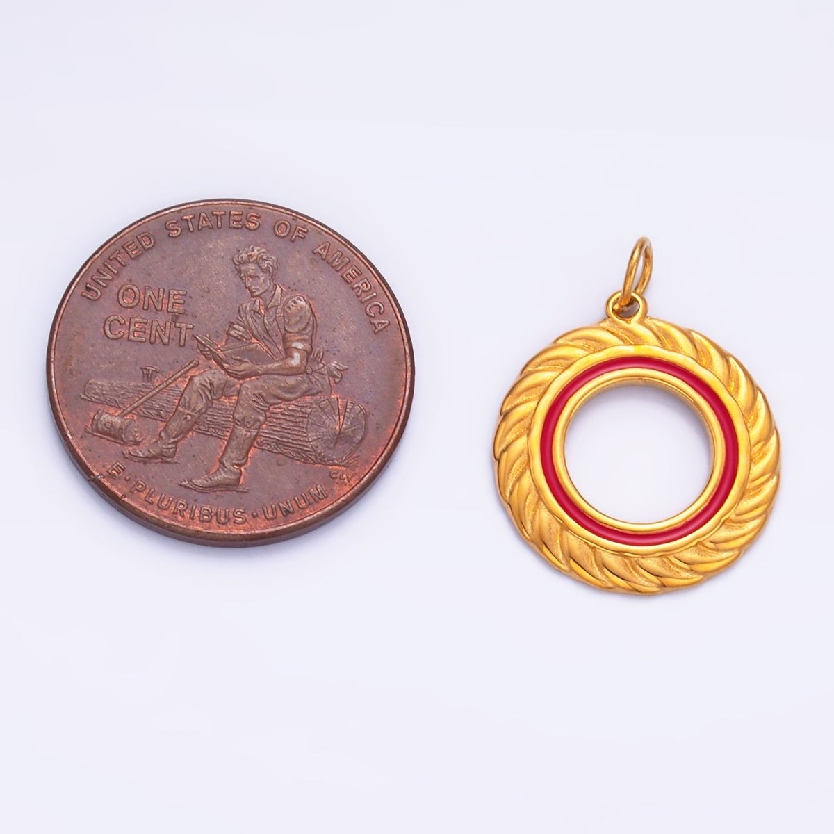 Stainless Steel Black, White, Green, Red Enamel Spiral Open Round Charm | P736 P740 - DLUXCA