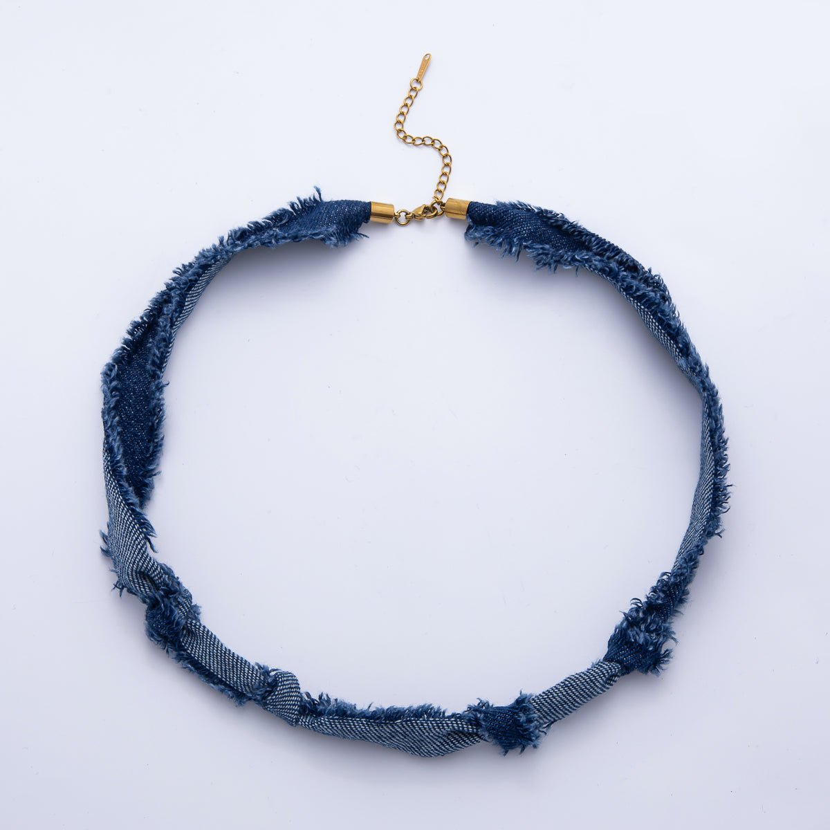 Stainless Steel Blue Denim Knot 19 Inch Handmade Scarf Necklace w. Extender | WA - 1755 WA - 1761 WA - 1762 - DLUXCA