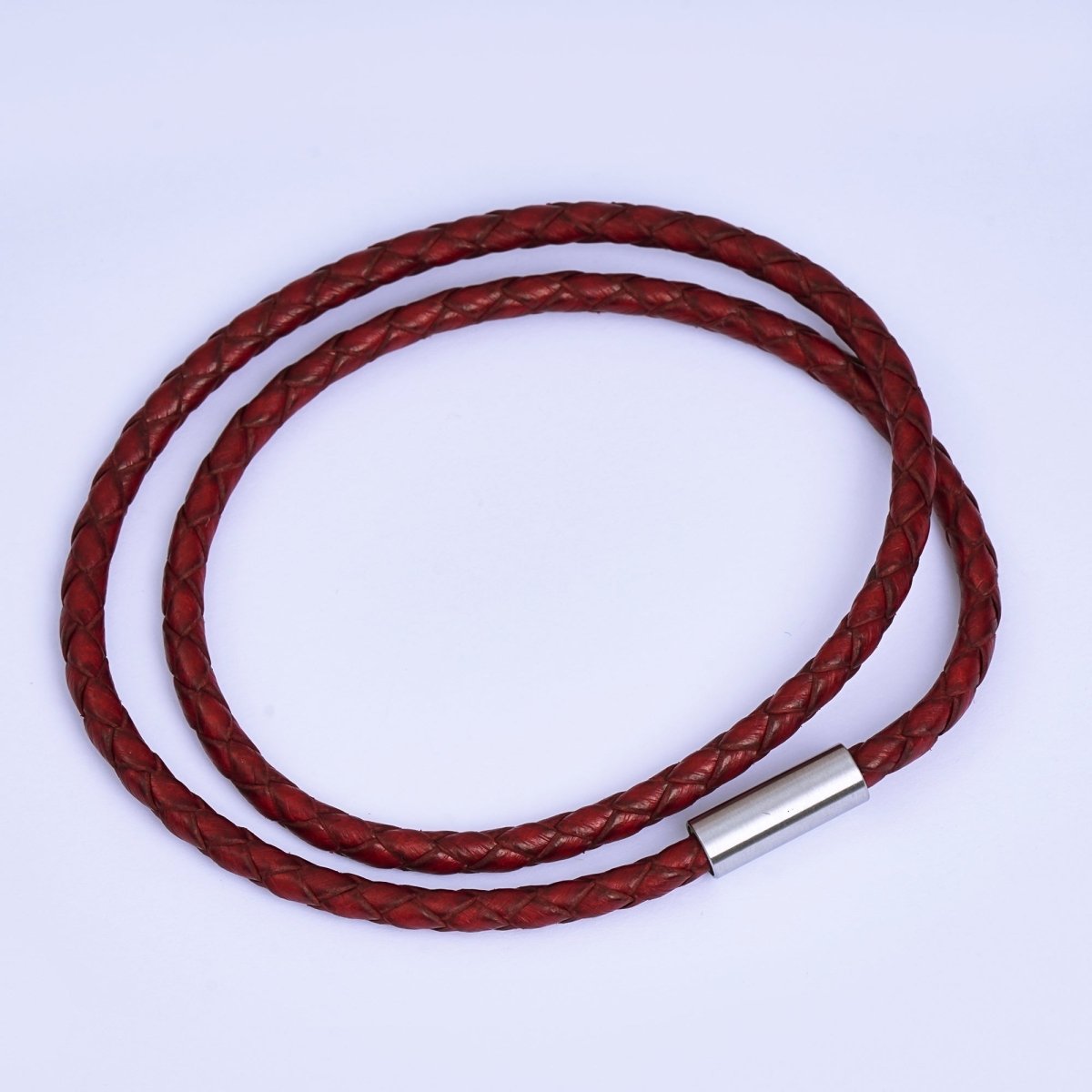 Stainless Steel Braided Leather Cord Bracelet in Orange, Blue, Brown, Black for Men Jewelry | WA1018 - WA1236 - DLUXCA