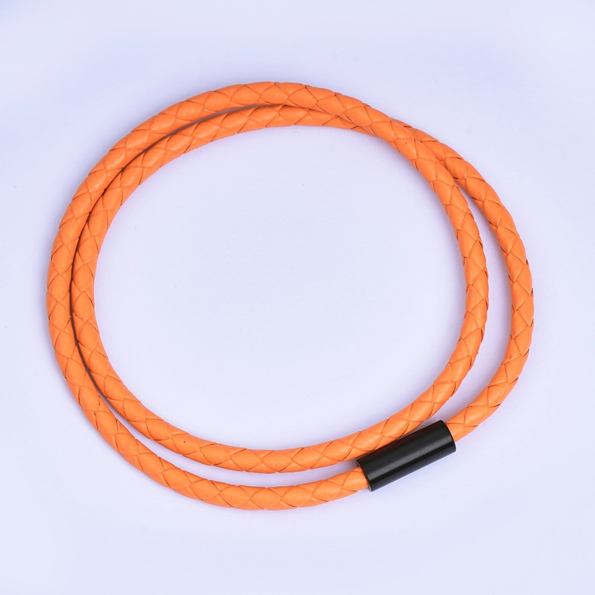 Stainless Steel Braided Leather Cord Bracelet in Orange, Blue, Brown, Black for Men Jewelry | WA1018 - WA1236 - DLUXCA