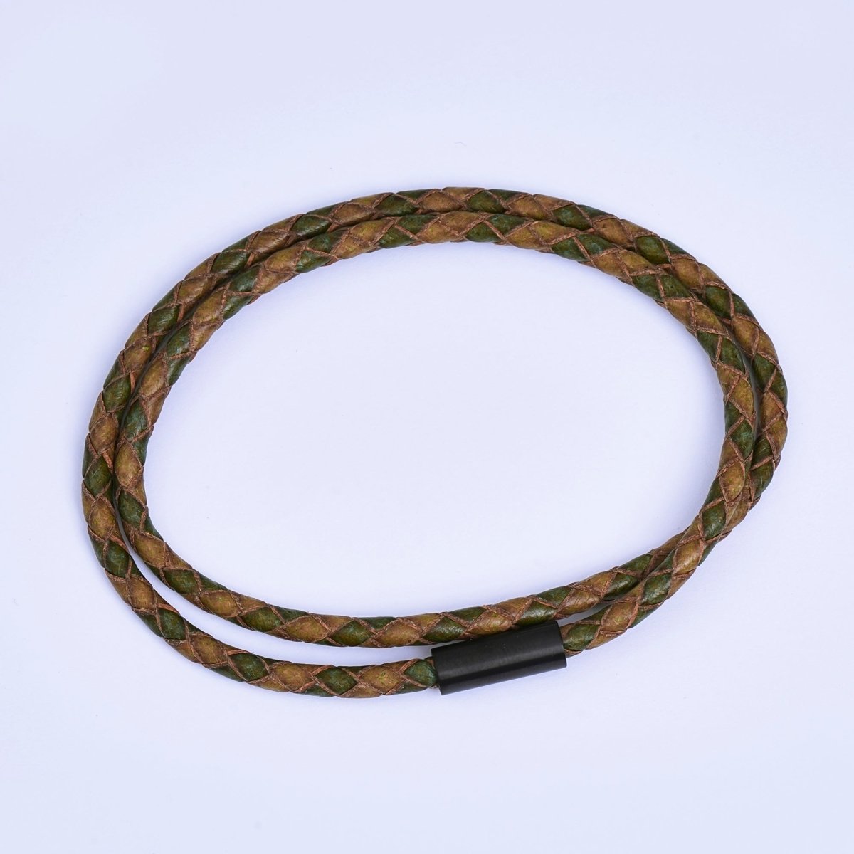 Stainless Steel Braided Leather Cord Bracelet in Orange, Blue, Brown, Black for Men Jewelry | WA1018 - WA1236 - DLUXCA