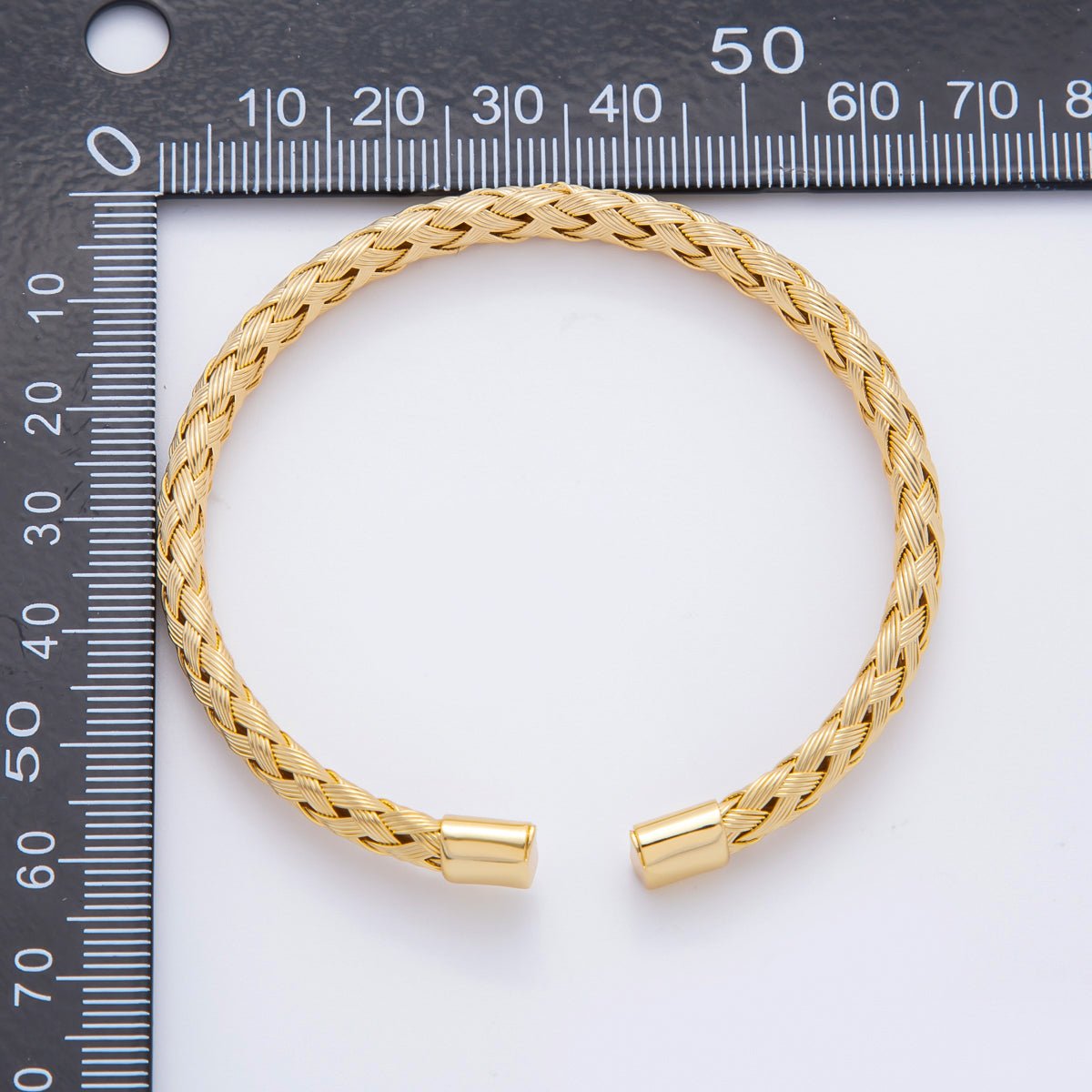 Stainless Steel Braided Woven Round Cuff Bangle Bracelet | WA - 3471 - DLUXCA