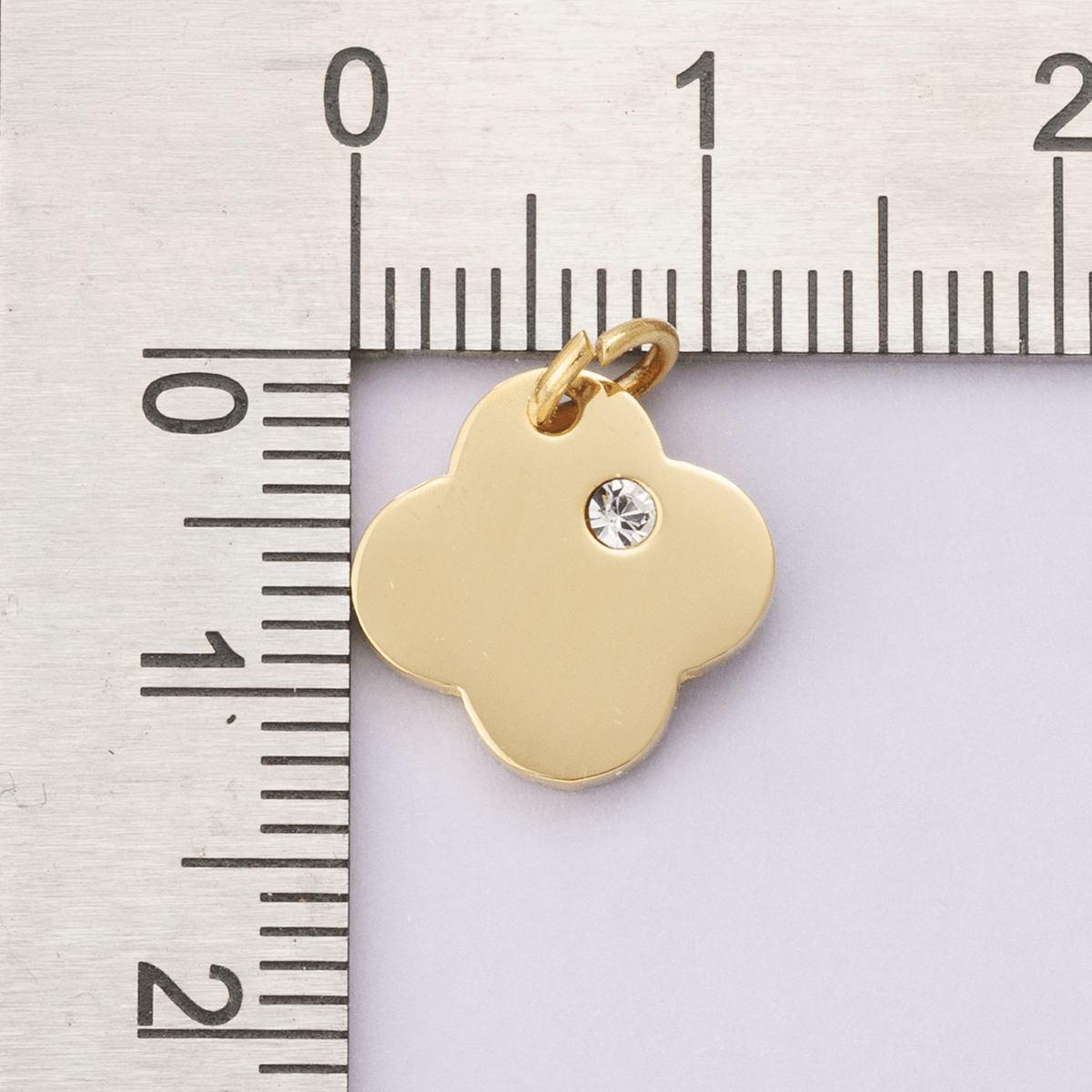 Stainless Steel Clear CZ Clover Quatrefoil Charm | E00627 - DLUXCA