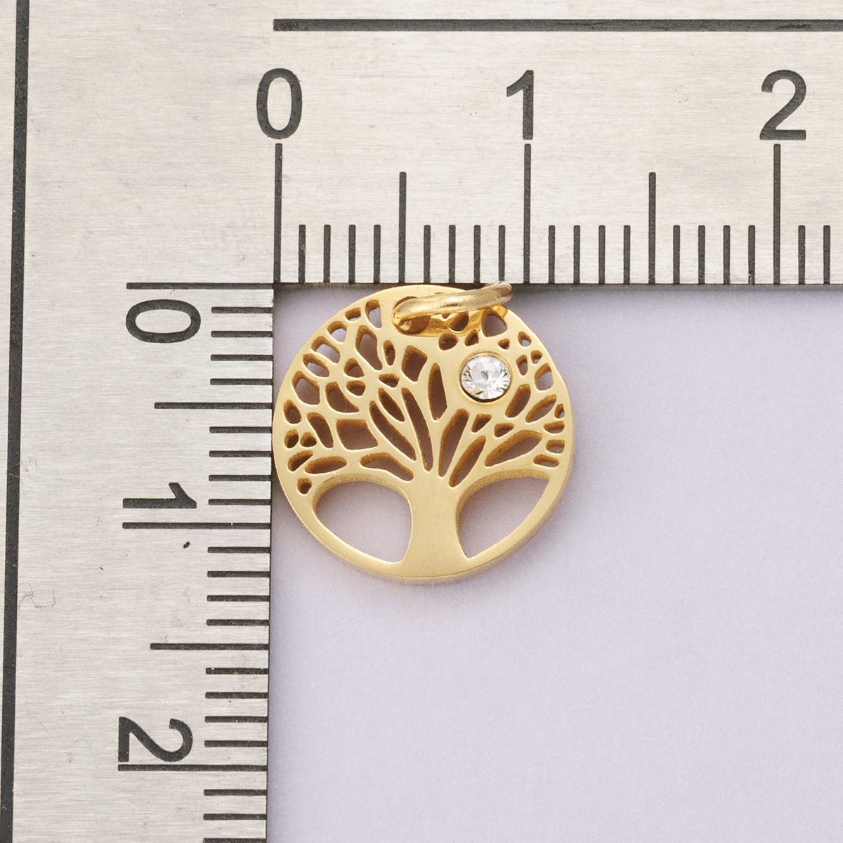 Stainless Steel Clear CZ Natural Tree Open Charm in Gold & Silver | E00631 - DLUXCA