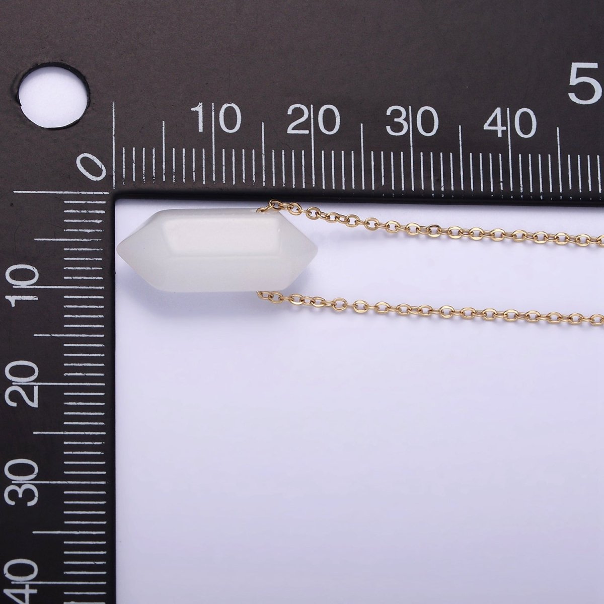 Stainless Steel Clear Quartz Gemstone 17" Cable Chain Necklace w. 2 Inch Extender | WA - 2544 - DLUXCA