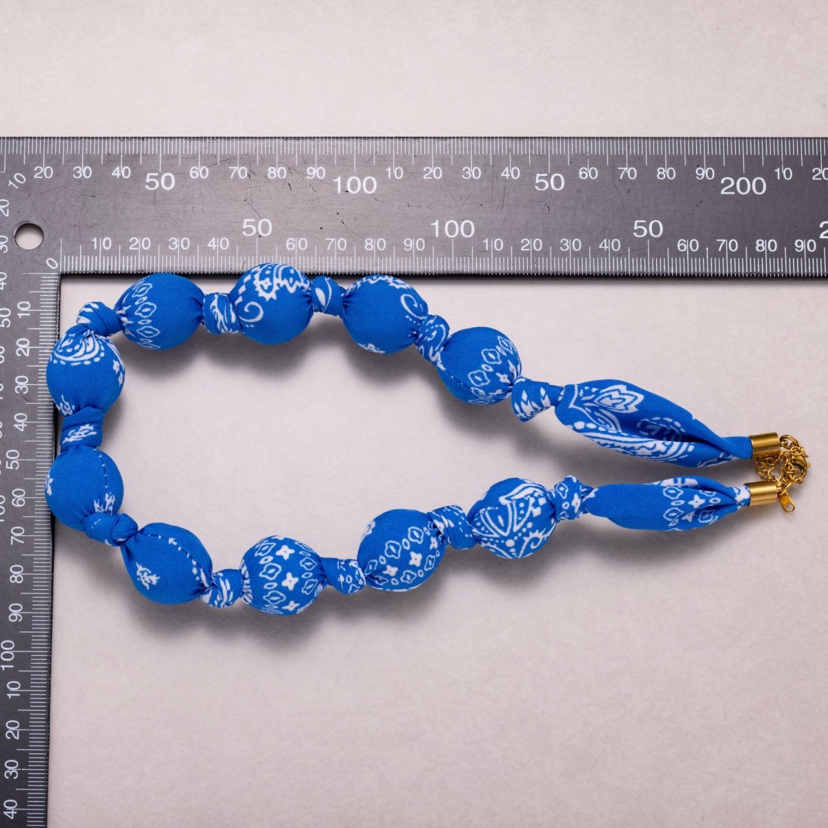 Stainless Steel Colorful Fabric Wrapped Bead Statement 17 Inch Handmade Scarf Necklace w. Extender | WA - 04396 - WA - 04400 - DLUXCA
