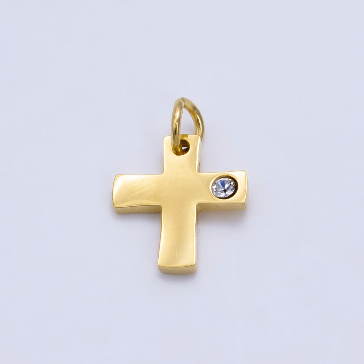 Stainless Steel CZ Minimalist Cross Charm in Gold & Silver | P1294 - DLUXCA