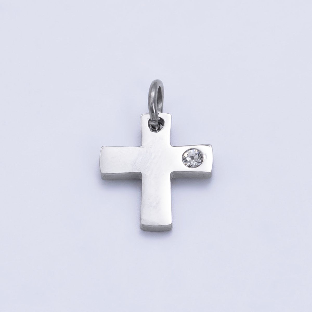 Stainless Steel CZ Minimalist Cross Charm in Gold & Silver | P1294 - DLUXCA