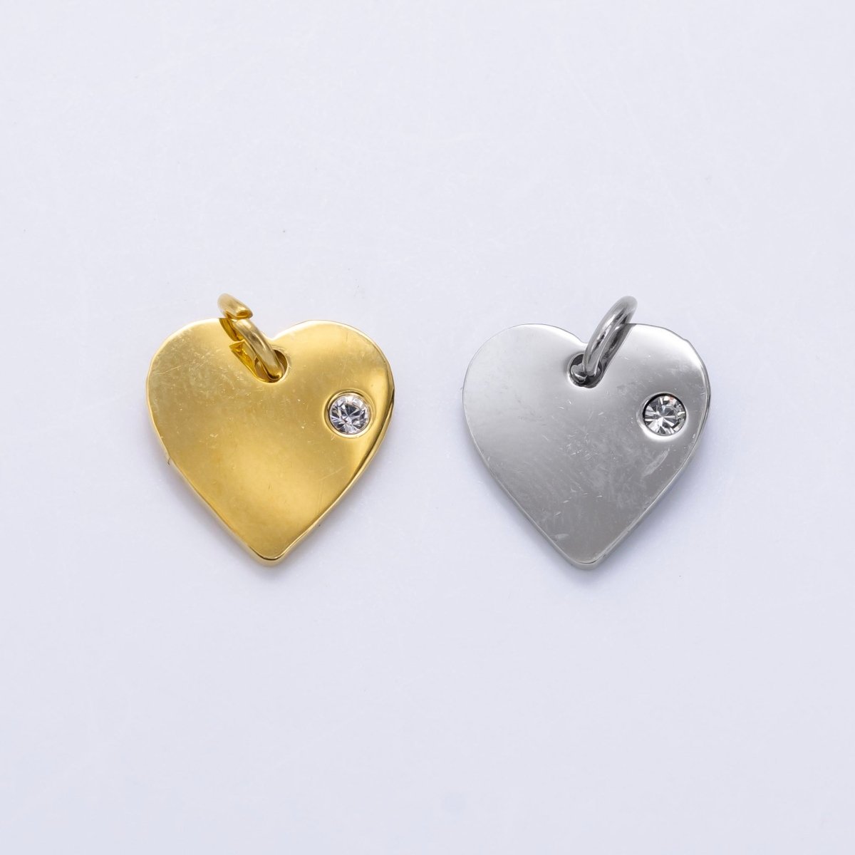 Stainless Steel CZ Minimalist Heart Charm in Gold & Silver | P1279 - DLUXCA